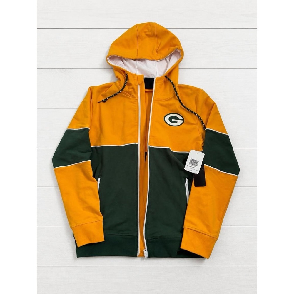 NFL Team Apparel Green Bay Packers Womens Full Zip Lined Hoodie Gold Green M